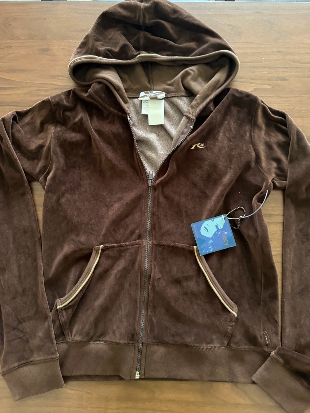 Rusty Brown Velour Zip-Up Hoodie